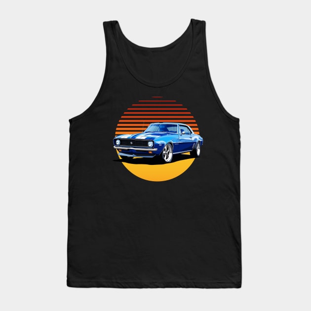 1967 Blue Camaro American Muscle Vintage Tank Top by GAMAS Threads